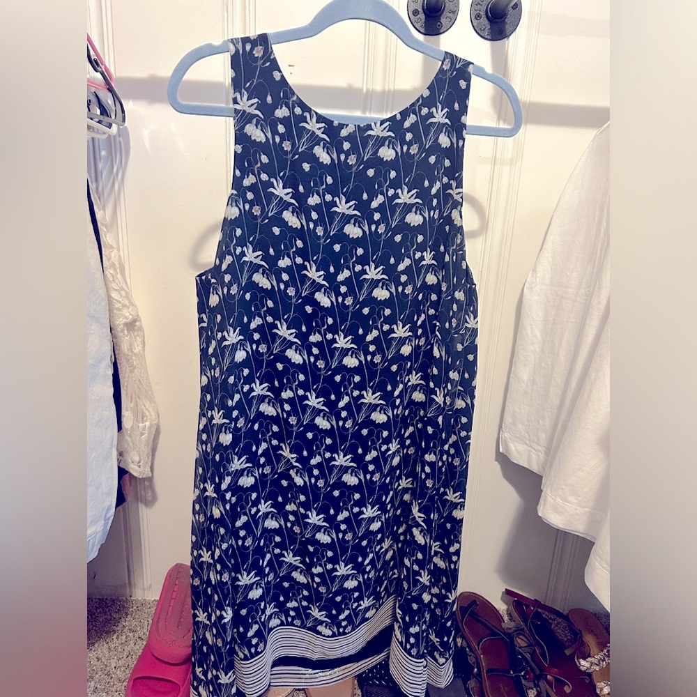 Navy tank Max Studio chiffon dress, fully lined size XL